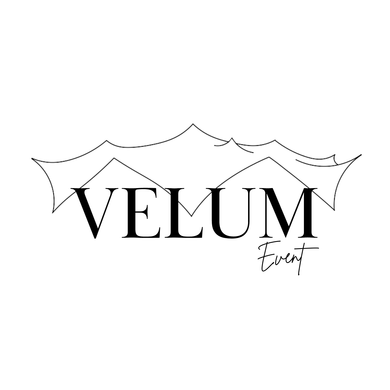 Logo Velum sur fond avec tente stretc